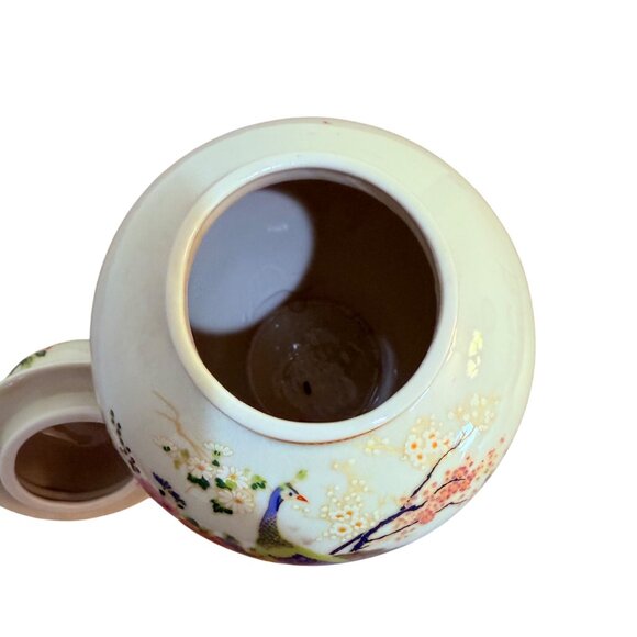 Satsuma Peacock Ginger Jar Decorative Japanese Bird Vase 7" Floral VTG Home Deco - Picture 12 of 13